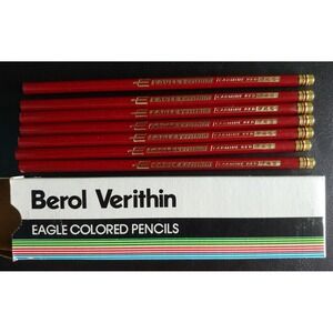 Vintage Berol Verithin Colored Pencils Carmine Red 745 Set 7 High Grade Art New